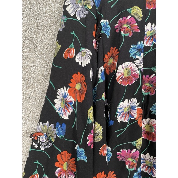 Moulinette Soeurs Anthropologie Black Motif Dress 10 Mini Floral Fit Flare NWT - Picture 10 of 15